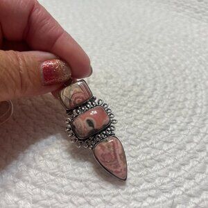 Natural RHODOCHROSITE Handmade Sterling 925 Pendant/Chain #507D